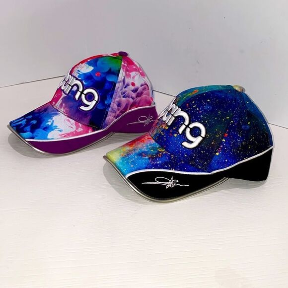 Colorful Bang Baseball Caps Set Of Two Embroidered Color Splash And Fingerpaint - Picture 2 of 6